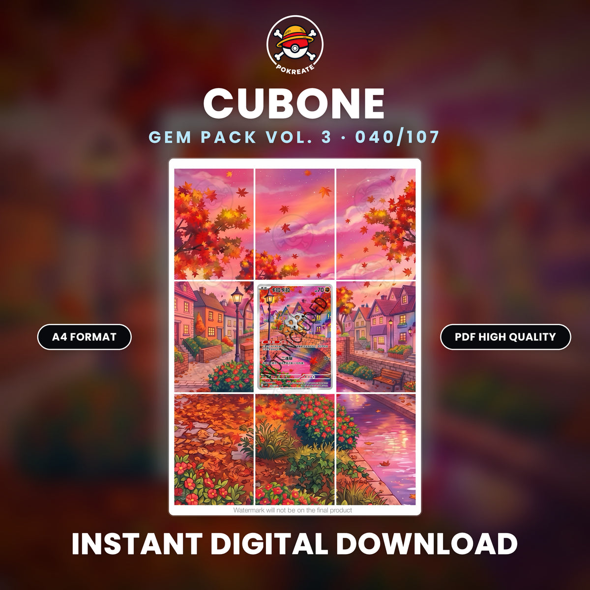 Printable Extended Artwork • Pokémon • Cubone 3C 040/107