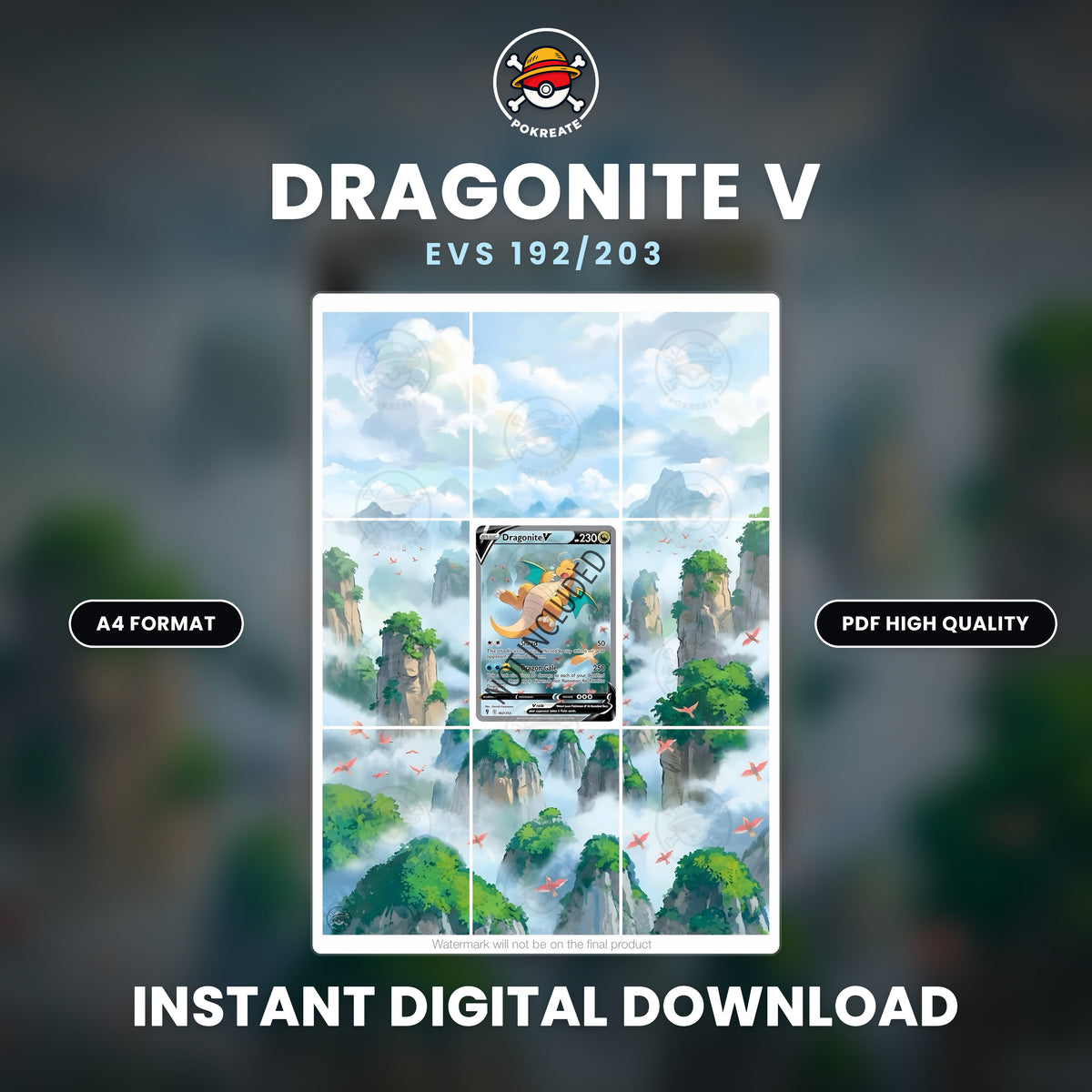 Printable Extended Artwork • Pokémon • Dragonite V 192/203