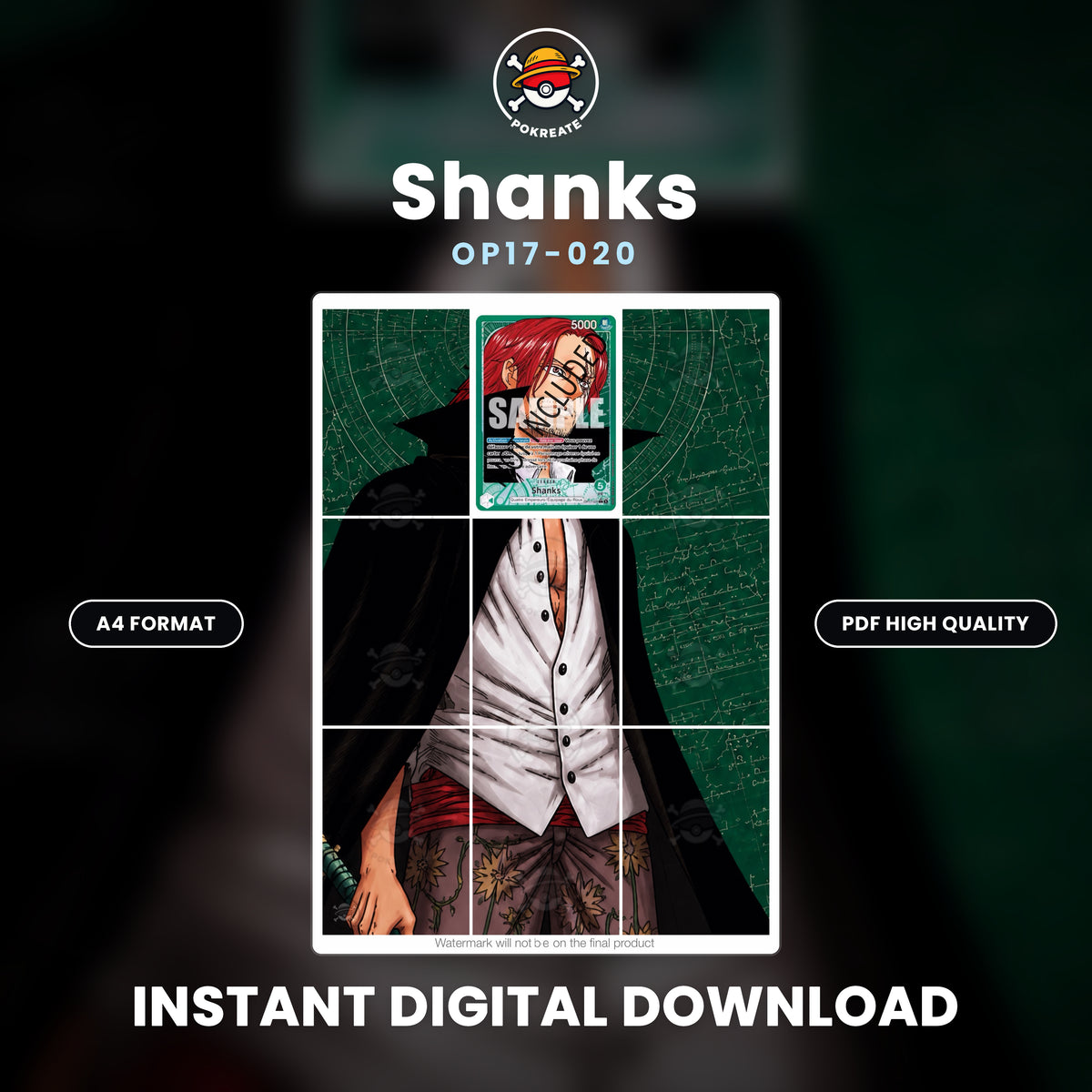 Printable Extended Artwork • One Piece • Shanks OP17-020