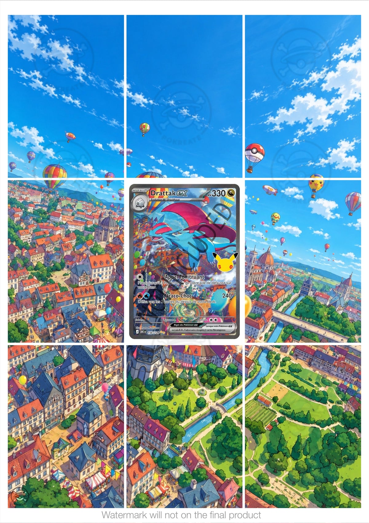 Printable Extended Artwork • Pokémon • Salamence Alt. 156/128 - 30th Anniversary