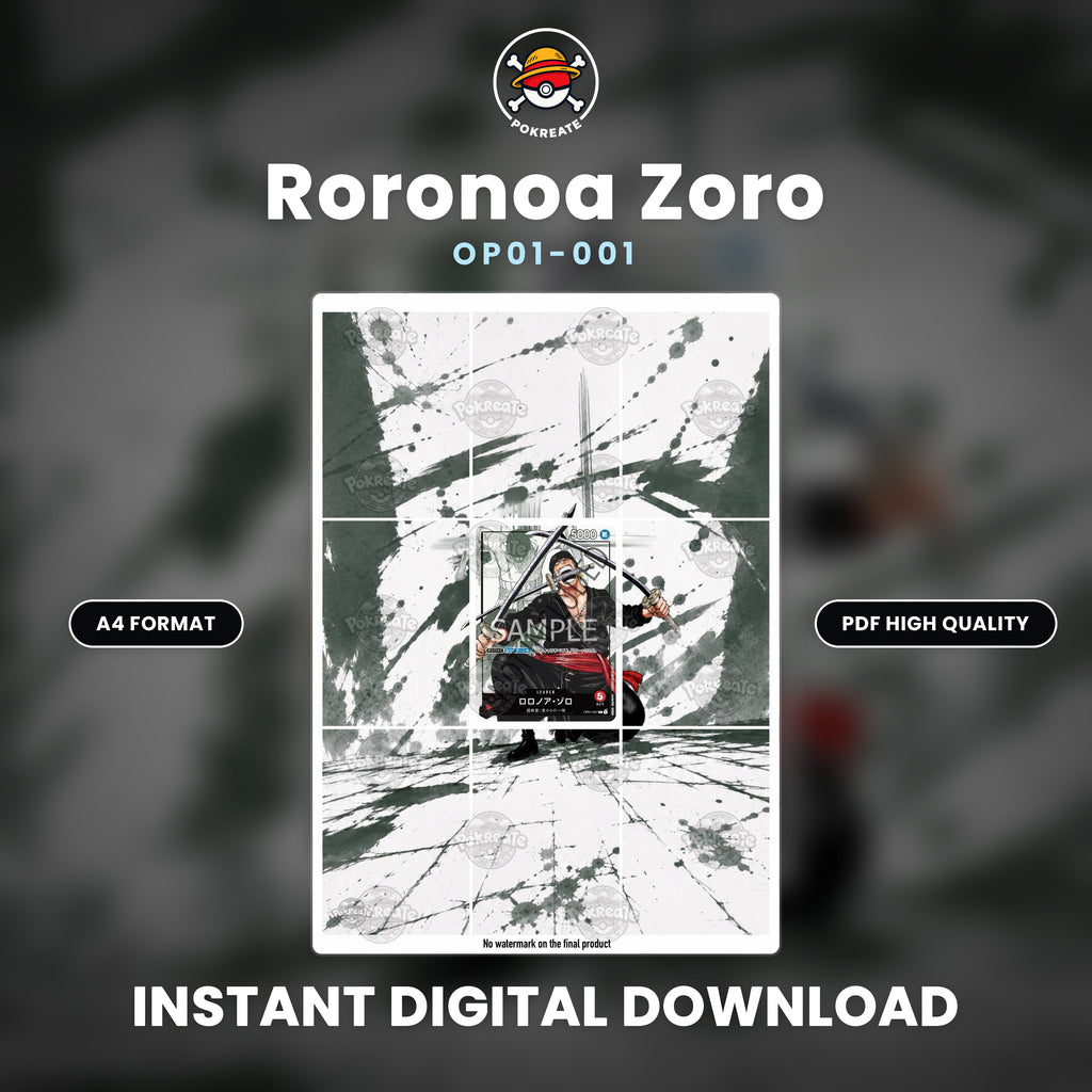 Printable Extended Artwork • One Piece • Zoro OP01-001