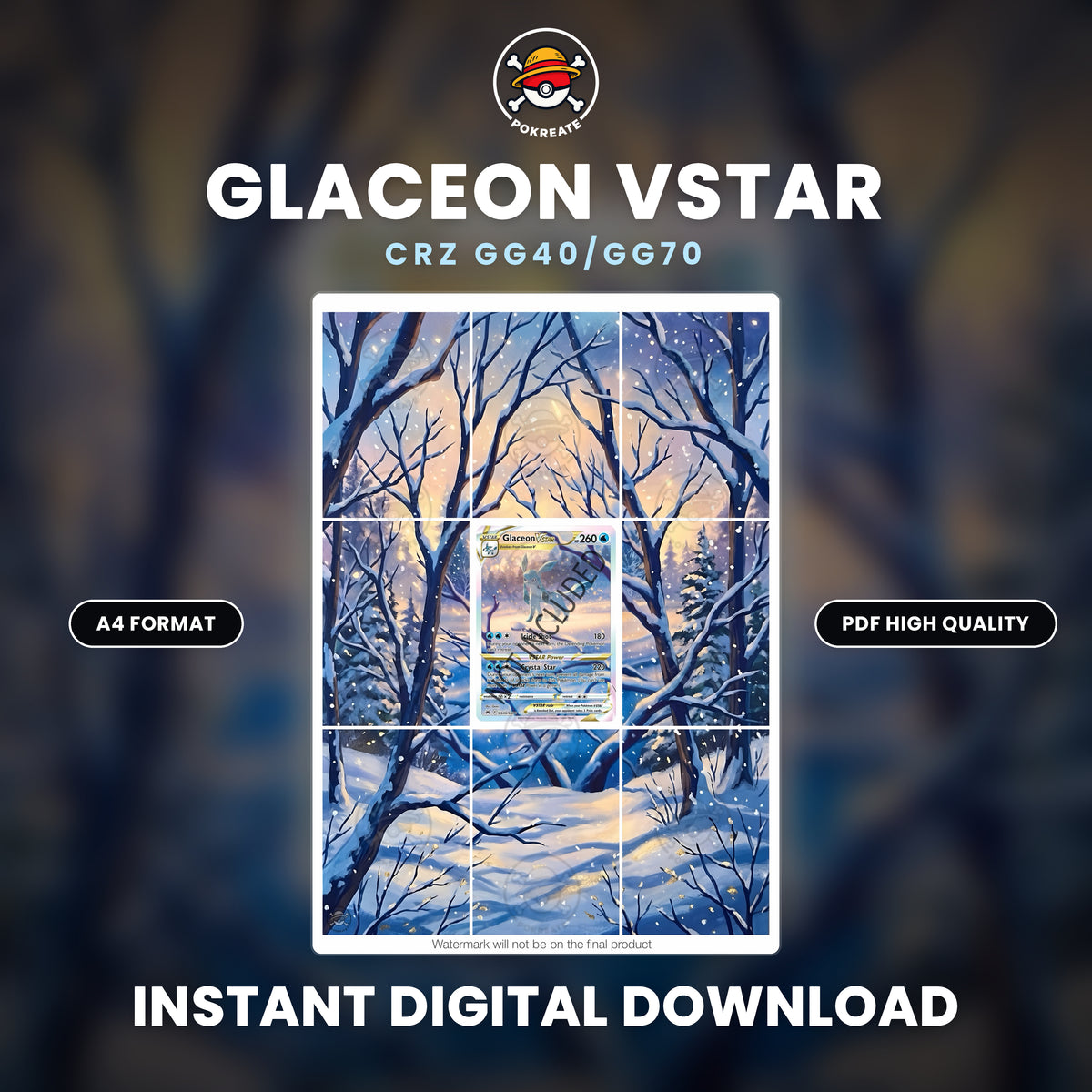 Printable Extended Artwork • Pokémon • Glaceon Vstar GG40/GG70