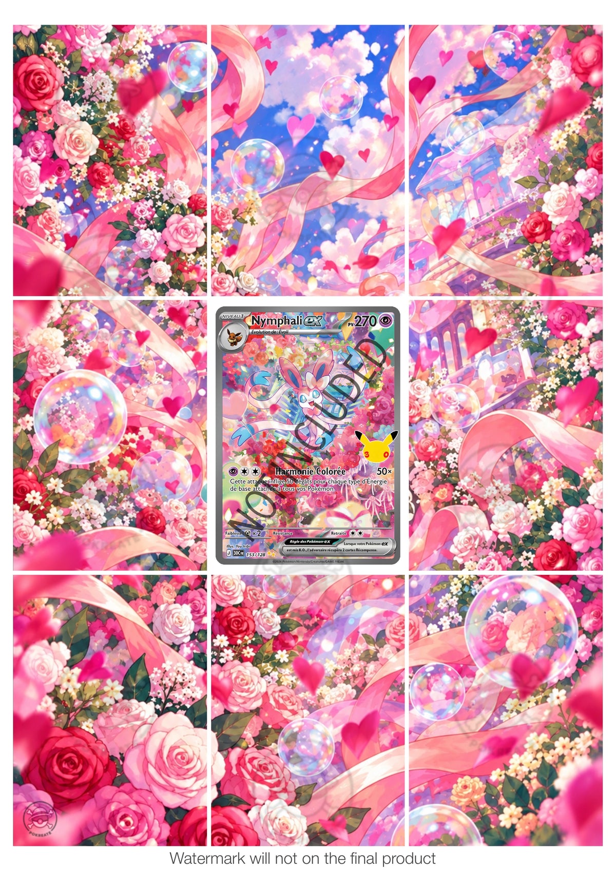 Printable Extended Artwork • Pokémon • Sylveon Alt. 153/128 - 30th Anniversary