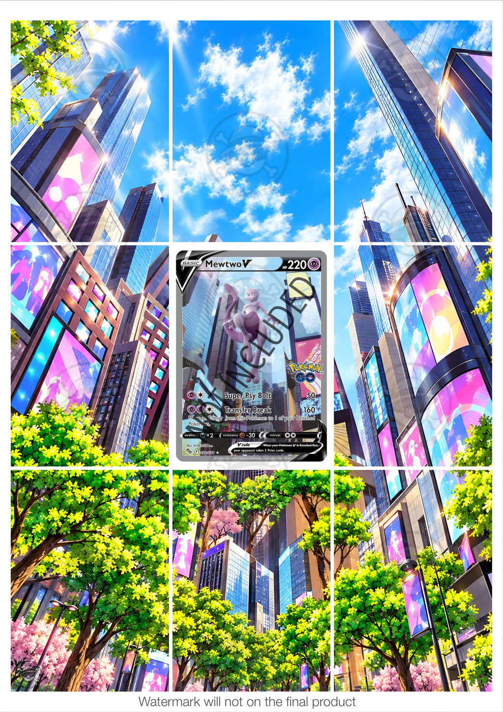 Printable Extended Artwork • Pokémon • Mewtwo V 072/078