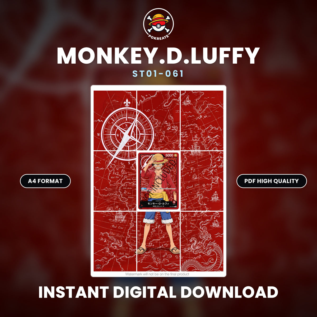 Printable Extended Artwork • One Piece • Luffy Leader ST01-061