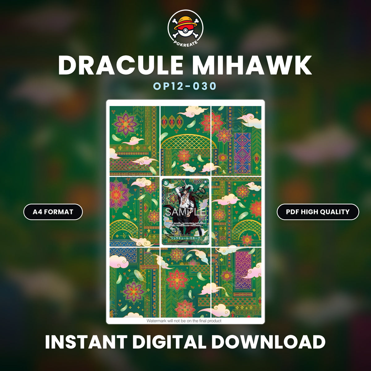 Printable Extended Artwork • One Piece • Mihawk SP OP12-030