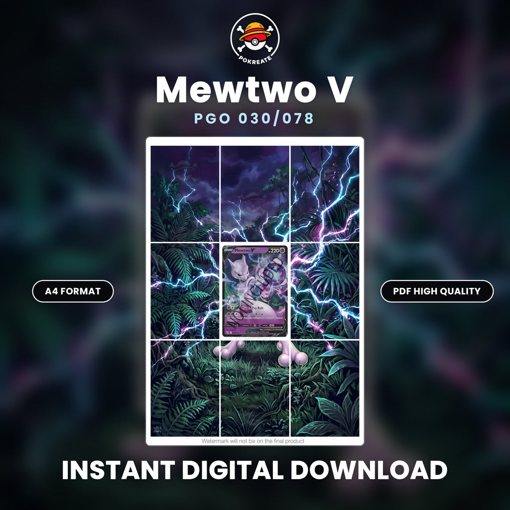Printable Extended Artwork • Pokémon • Mewtwo V 030/078