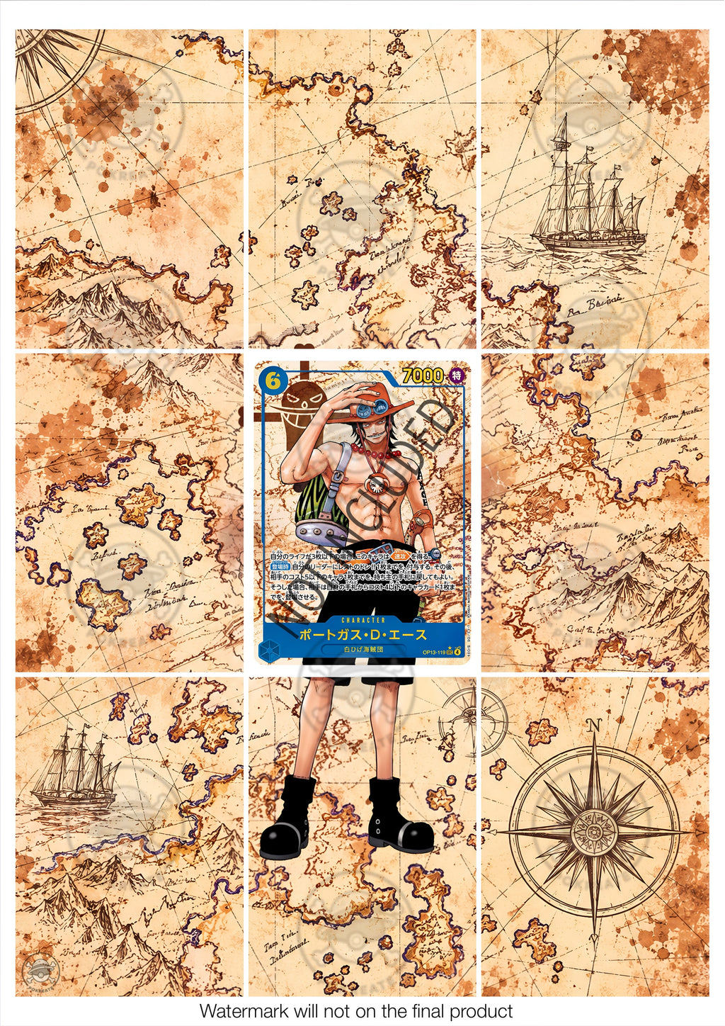 Printable Extended Artwork • One Piece • Portgas.D.Ace OP13-119