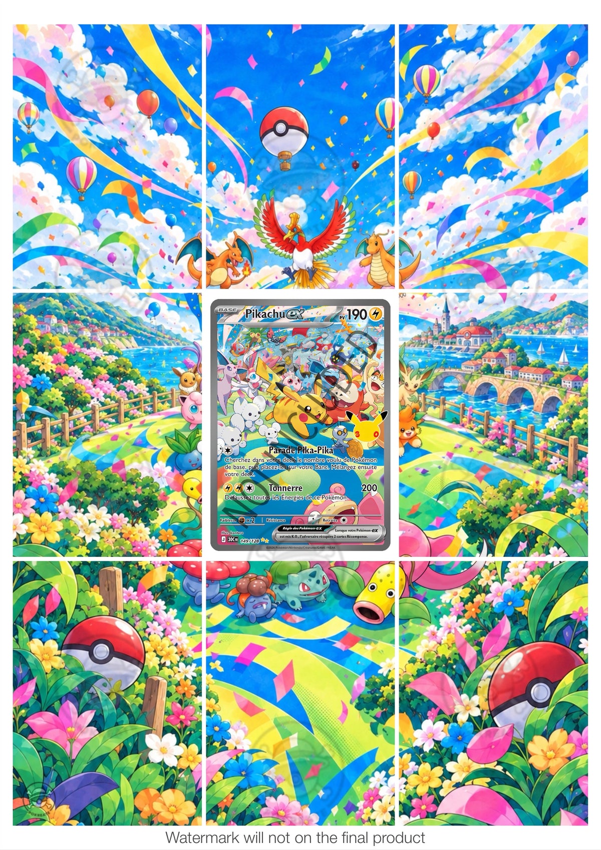Printable Extended Artwork • Pokémon • Pikachu Alt. 149/128 - 30th Anniversary