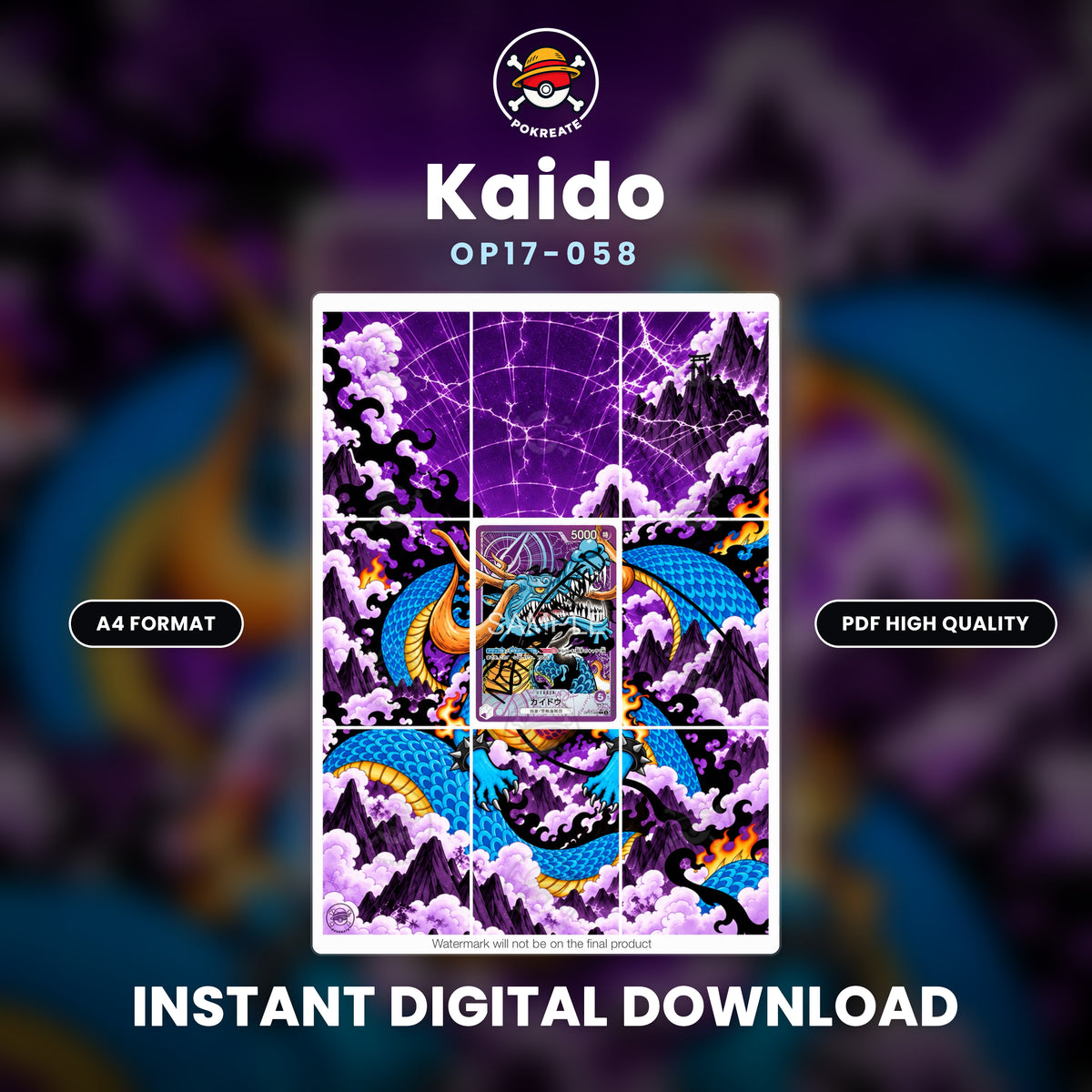 Printable Extended Artwork • One Piece • Kaido OP17-058