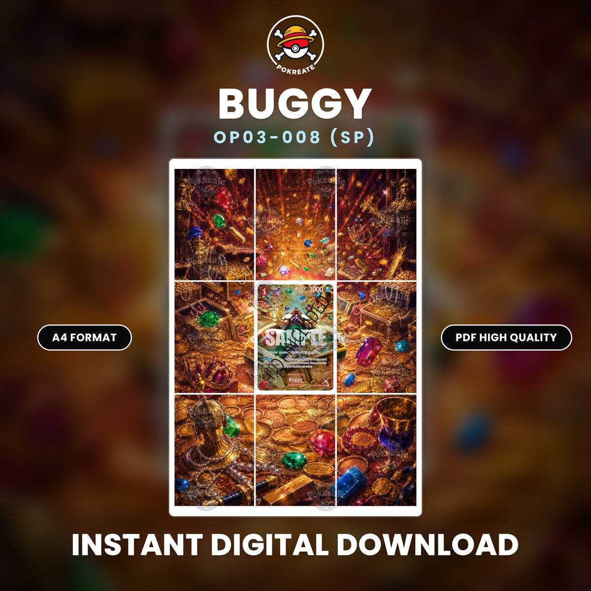 Printable Extended Artwork • One Piece • Buggy (SP) OP03-008