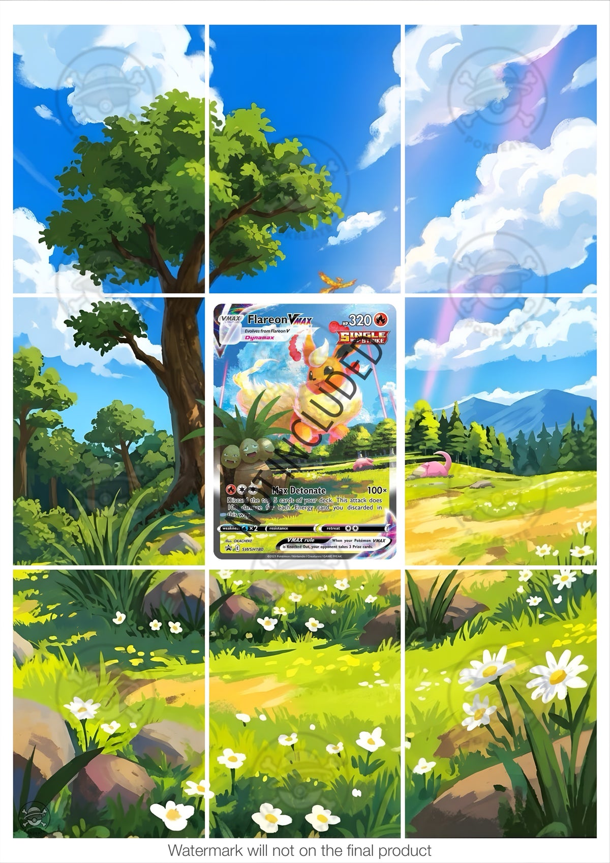 Printable Extended Artwork • Pokémon • Flareon Vmax SWSH180
