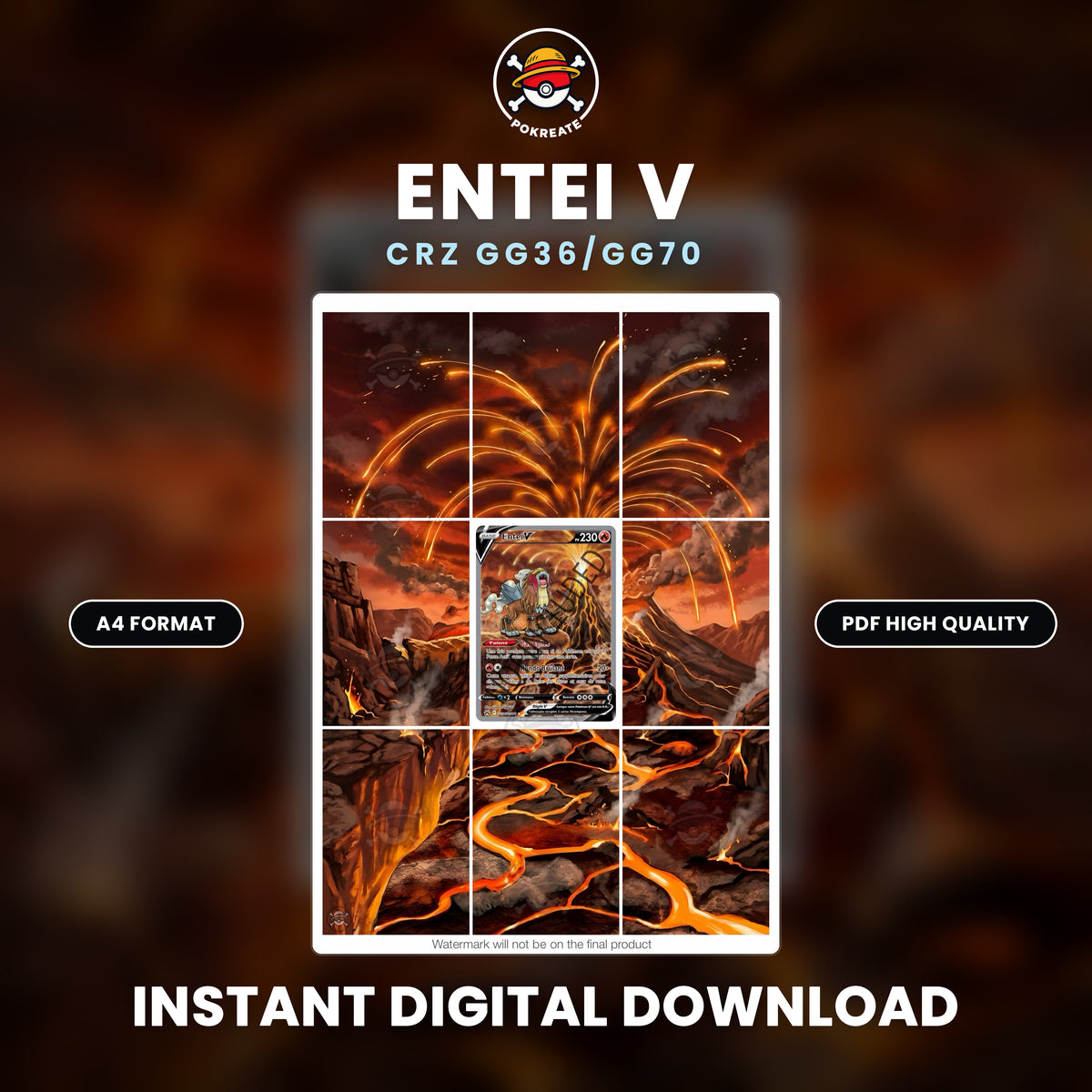Printable Extended Artwork • Pokémon • Entei V GG36/GG70
