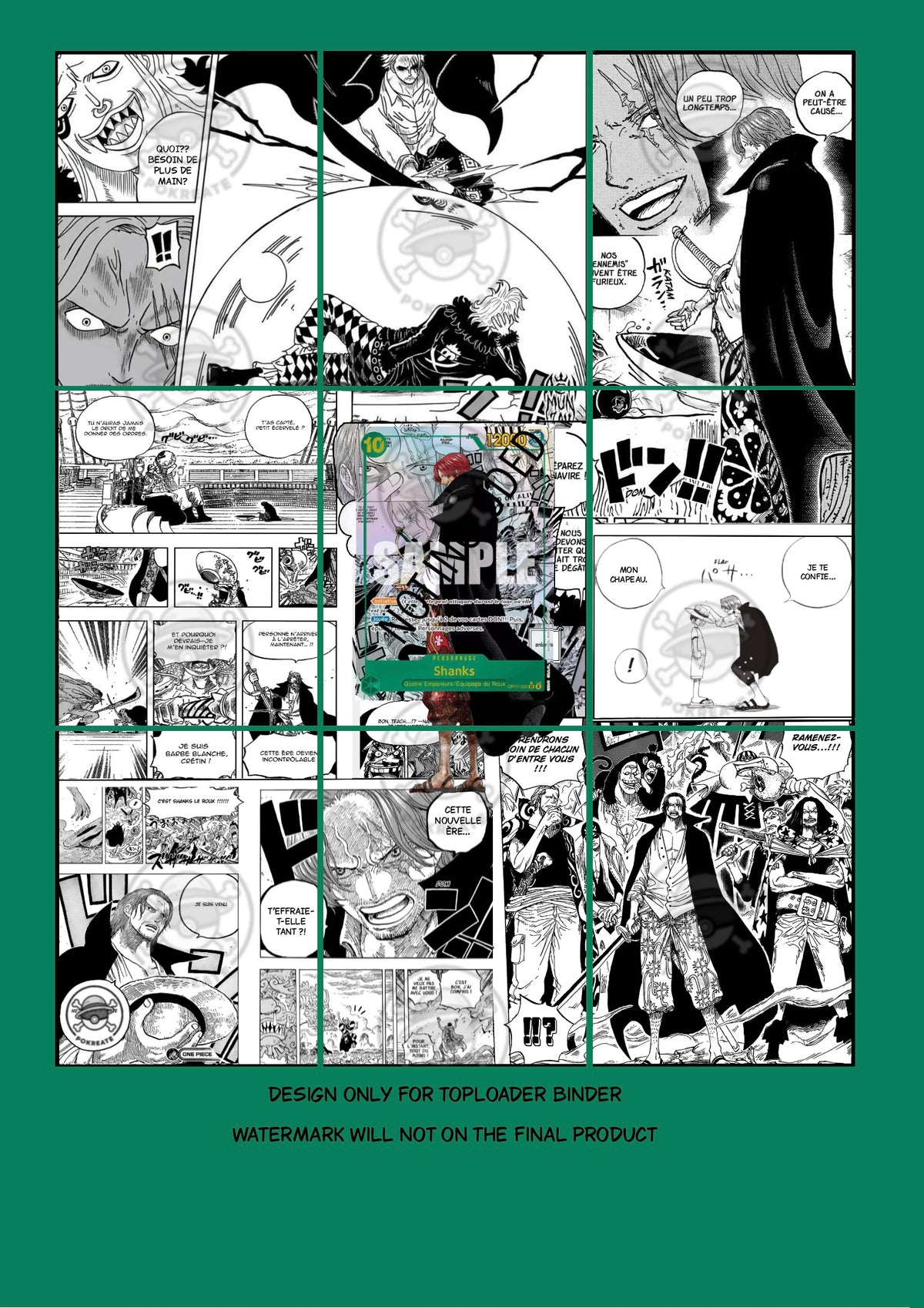 Printable Extended Artwork Toploader • One Piece • Shanks Manga OP17-022