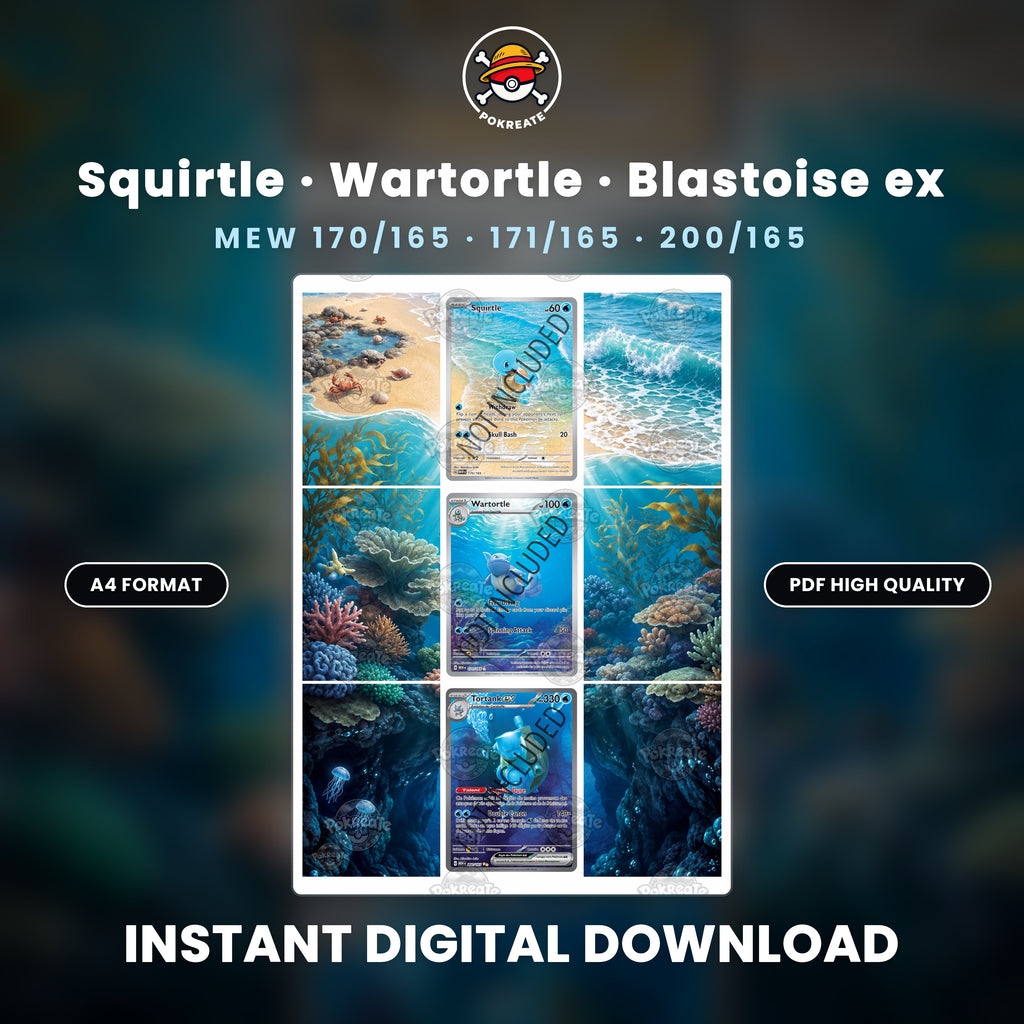 Printable Extended Artwork • Pokémon • Squirtle, Wartortle, Blastoise 151