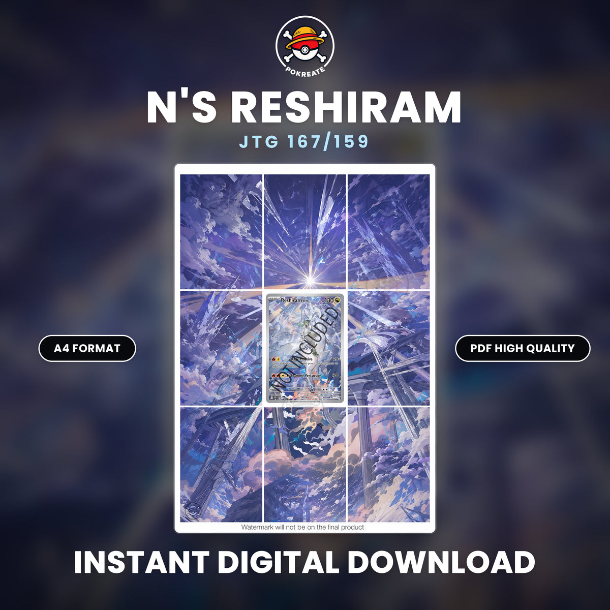 Printable Extended Artwork • Pokémon • N’s Reshiram JTG 167/159