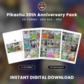 Printable Extended Artwork • Pokémon • 30th Anniversary Pikachu cards - Pack of 30 extended art cards