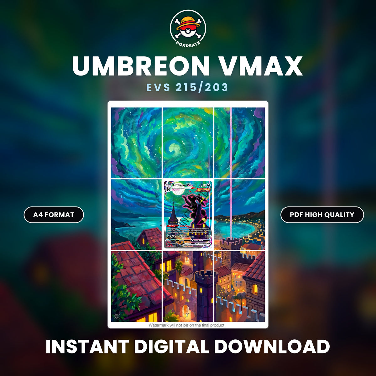 Printable Extended Artwork • Pokémon • Umbreon Vmax 215/203