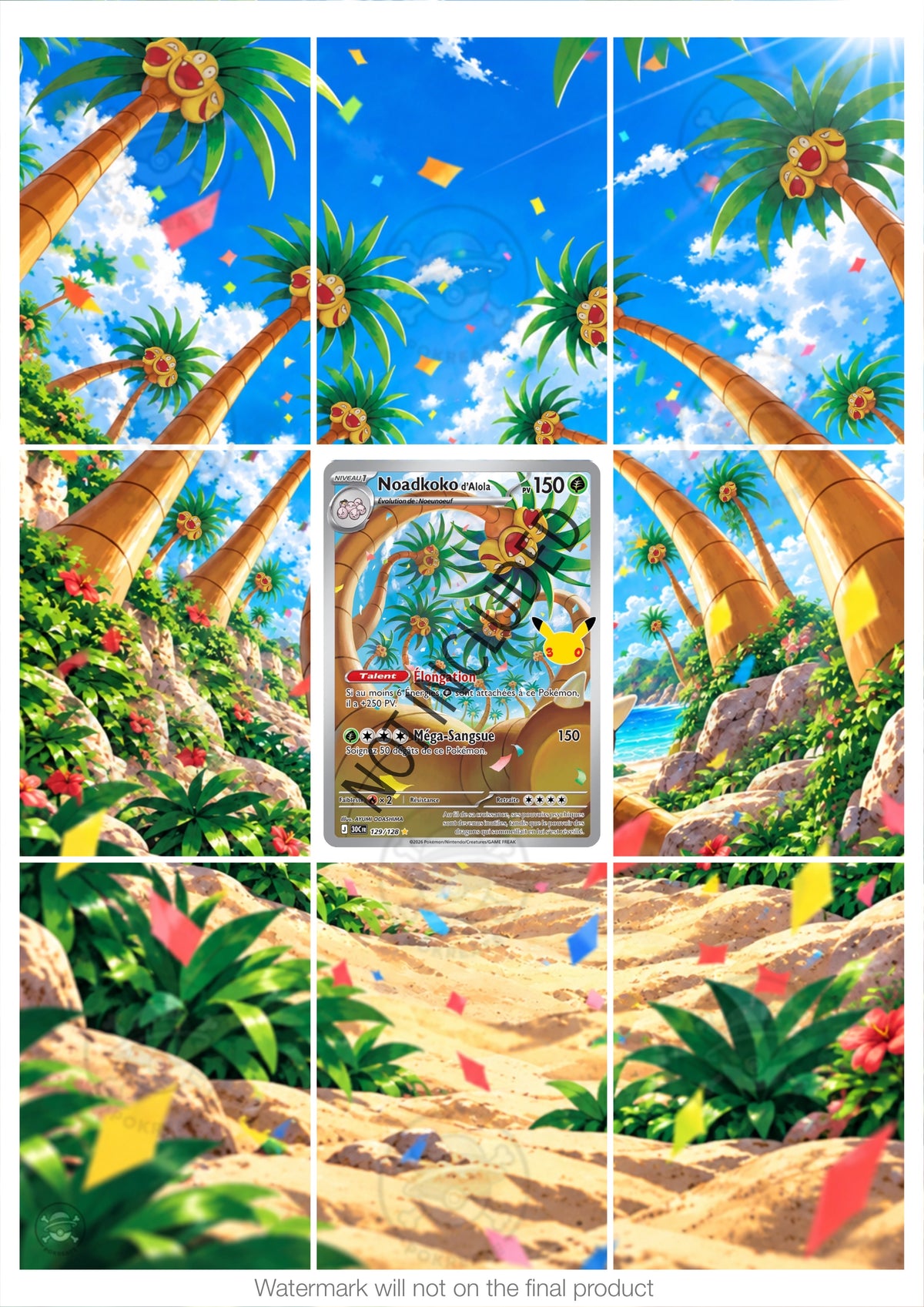 Printable Extended Artwork • Pokémon • Exeggutor 129/128 - 30th Anniversary