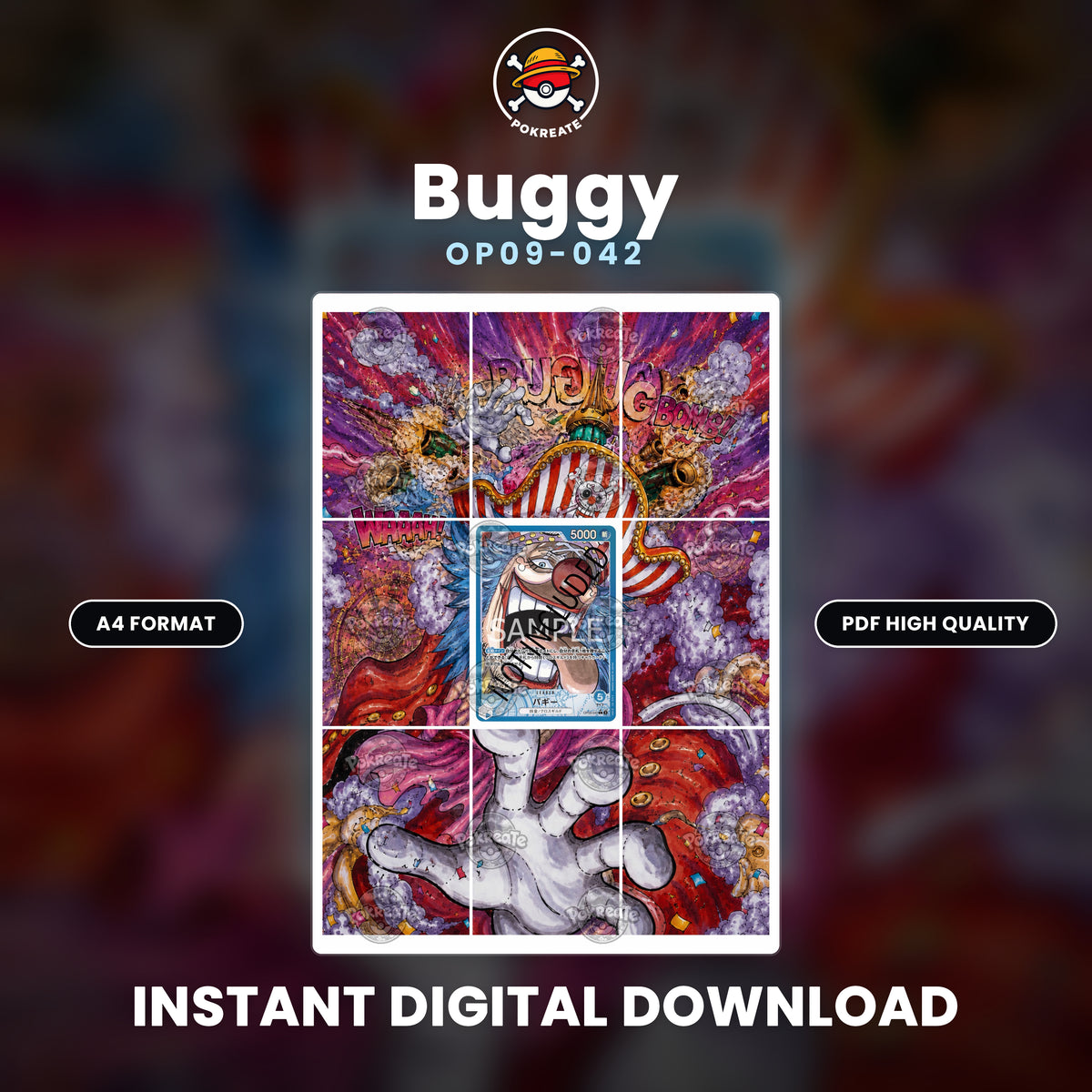 Printable Extended Artwork • One Piece • Buggy the Clown OP09-042