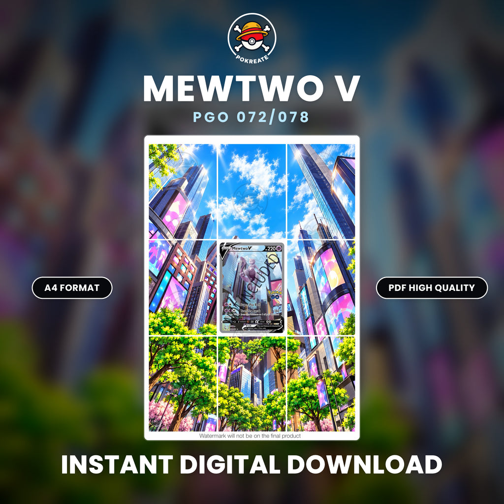 Printable Extended Artwork • Pokémon • Mewtwo V 072/078