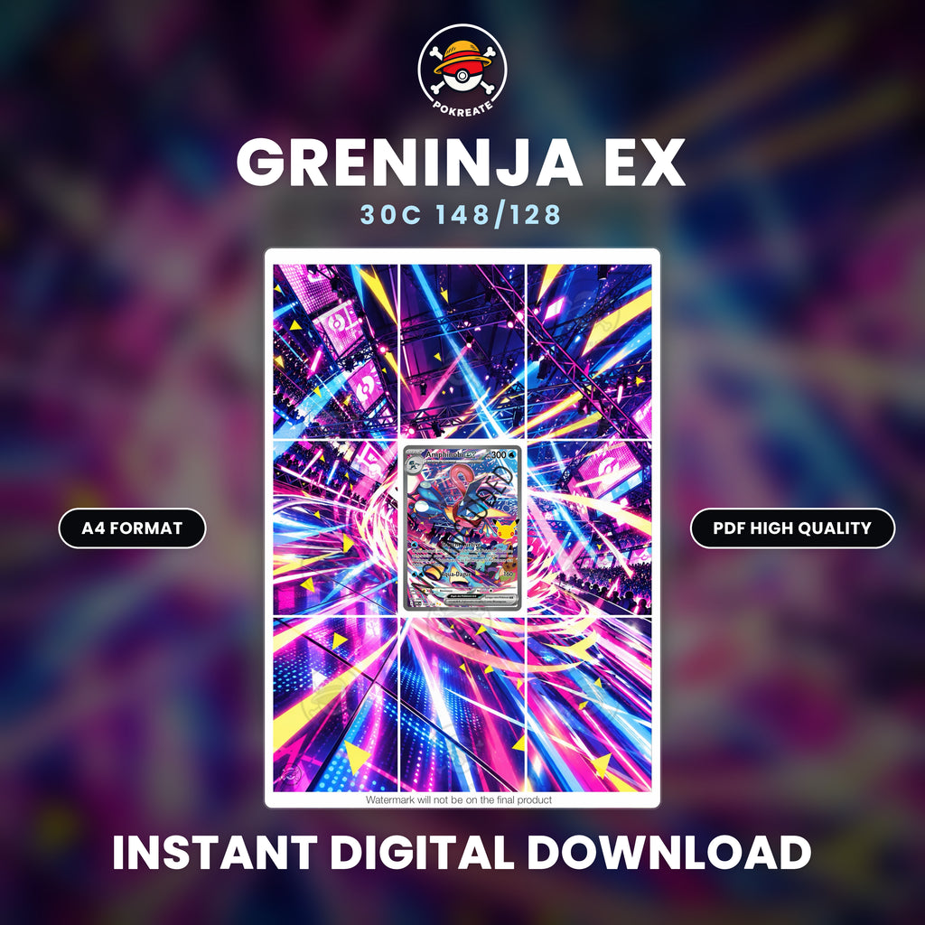Printable Extended Artwork • Pokémon • Greninja Alt. 148/128 - 30th Anniversary