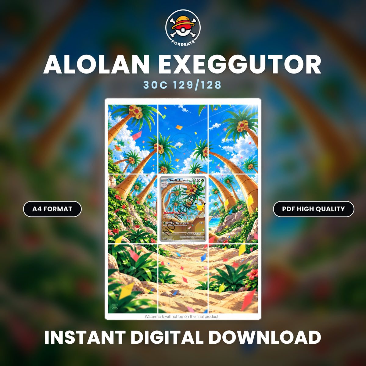 Printable Extended Artwork • Pokémon • Exeggutor 129/128 - 30th Anniversary