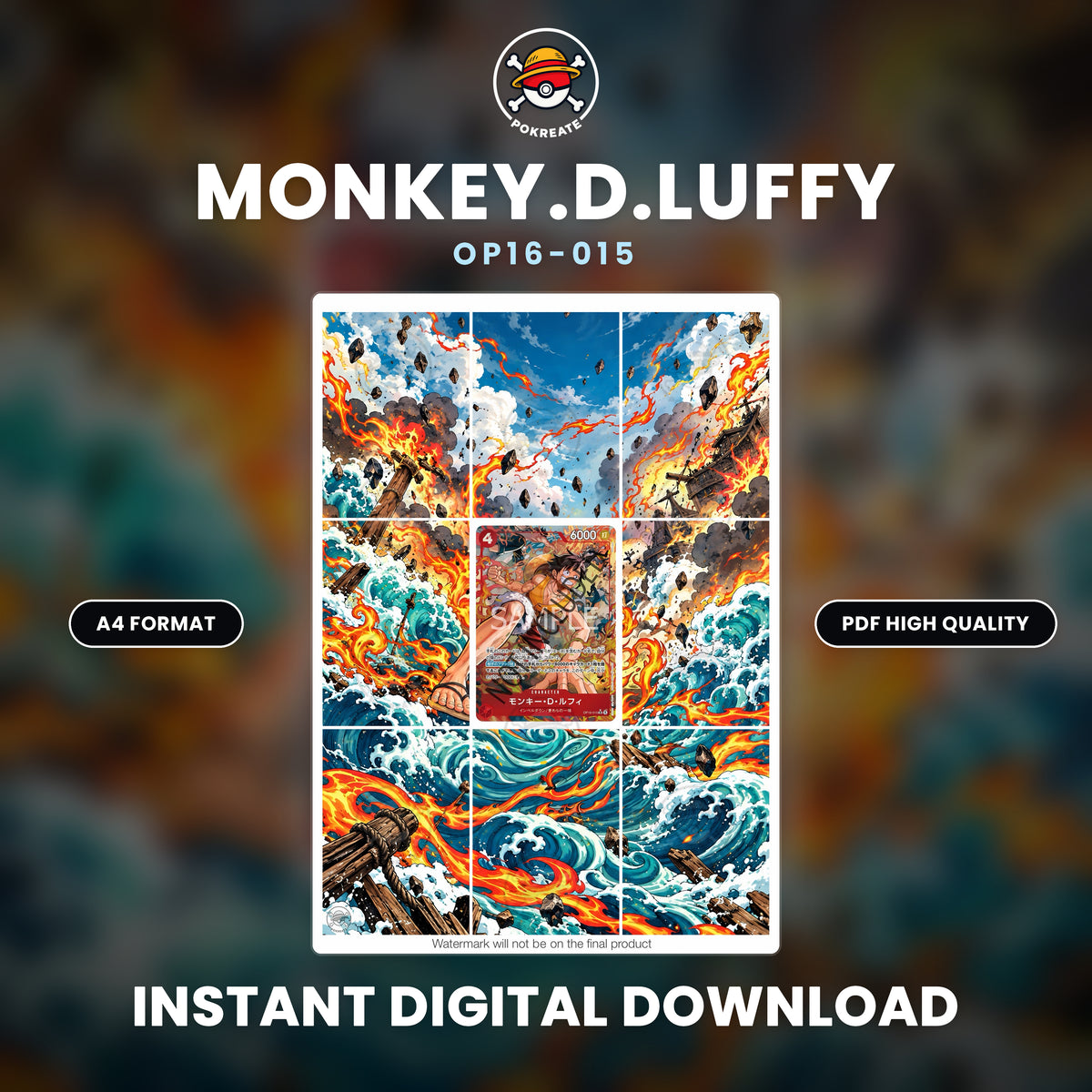 Printable Extended Artwork • One Piece • Luffy OP16-015