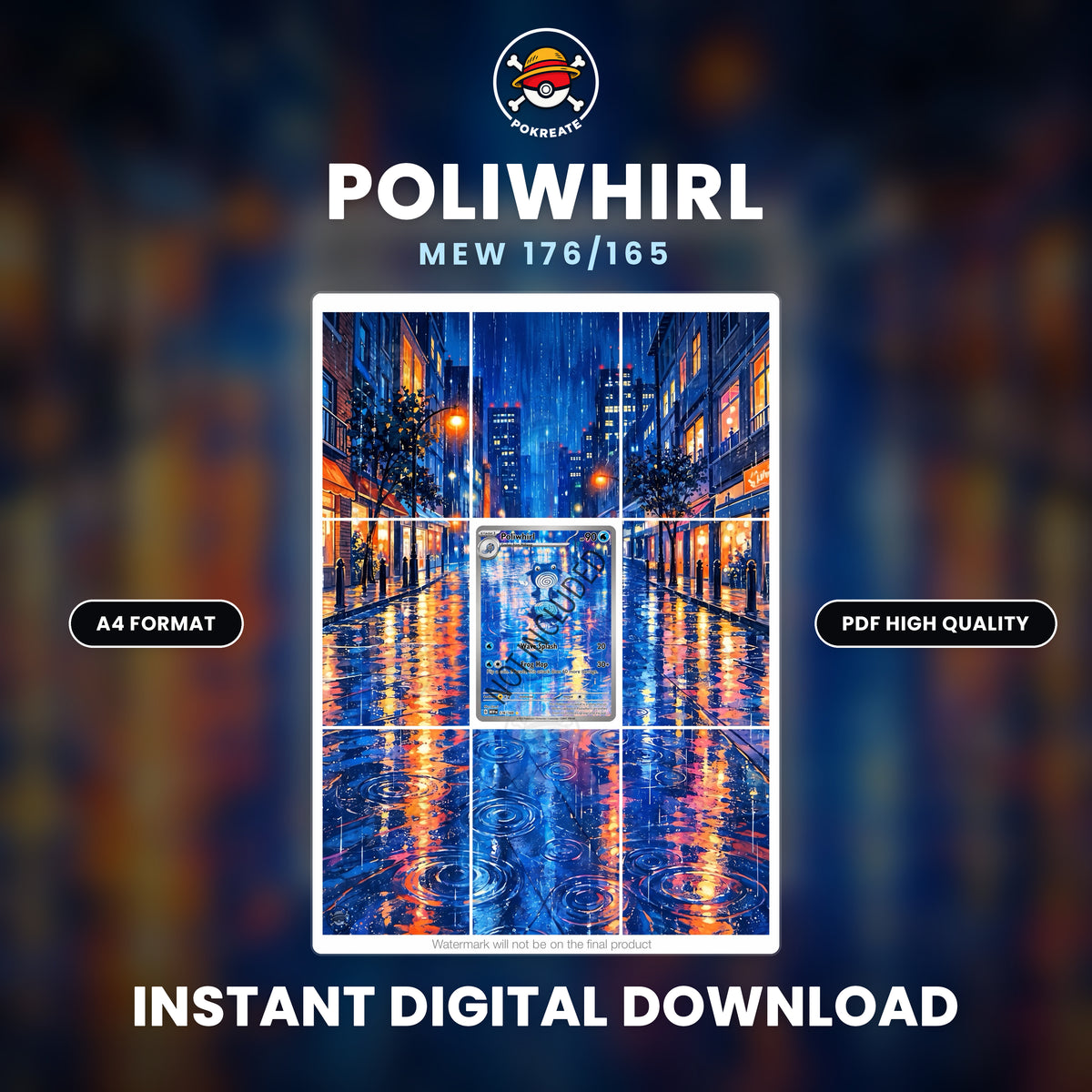 Printable Extended Artwork • Pokémon • Poliwhirl MEW 176/165