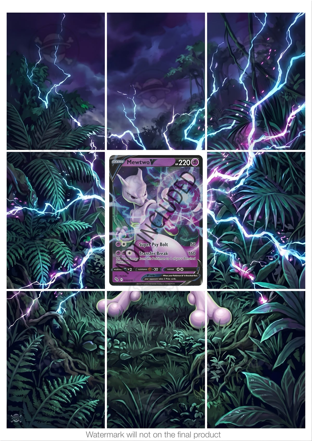 Printable Extended Artwork • Pokémon • Mewtwo V 030/078