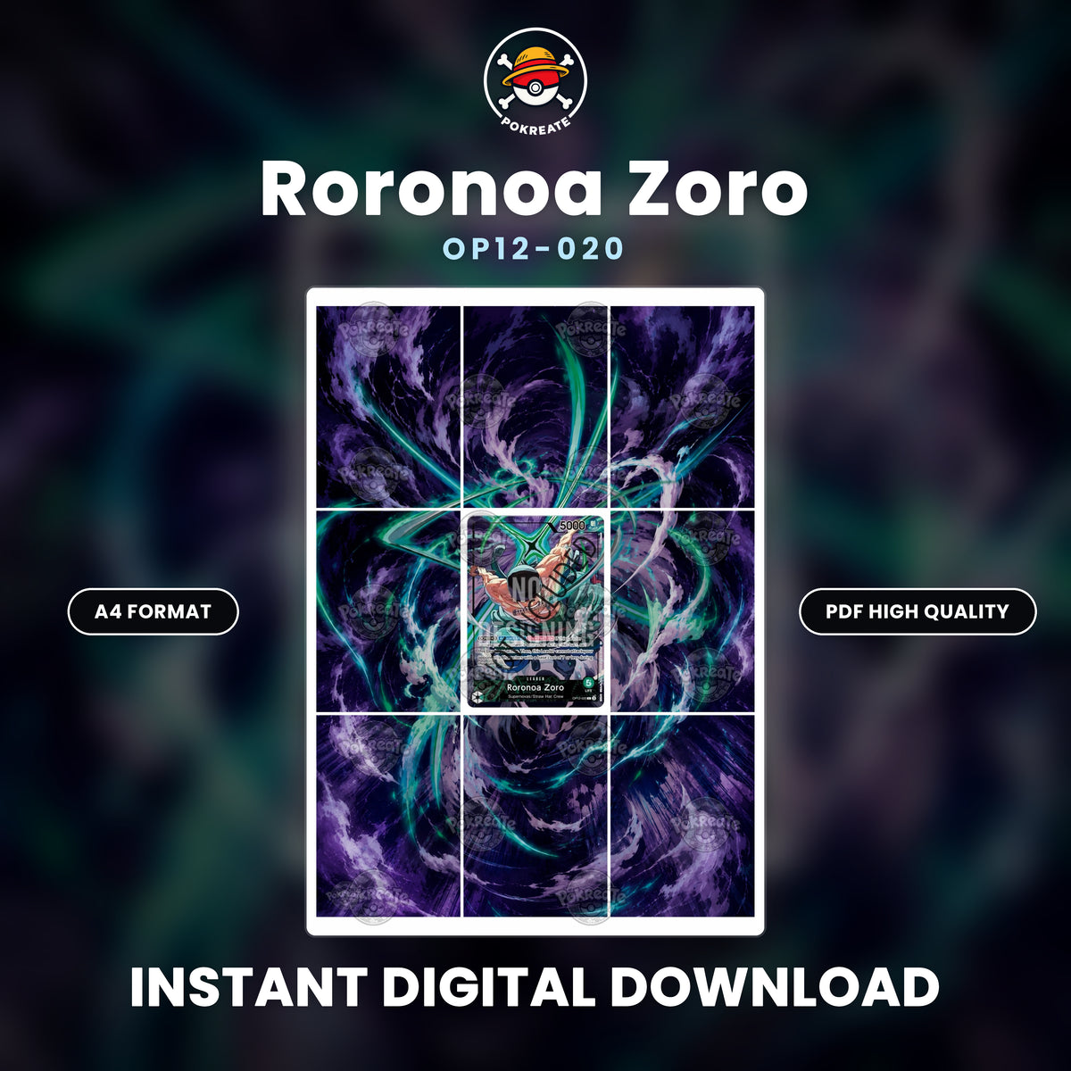 Printable Extended Artwork • One Piece • Zoro OP12-020