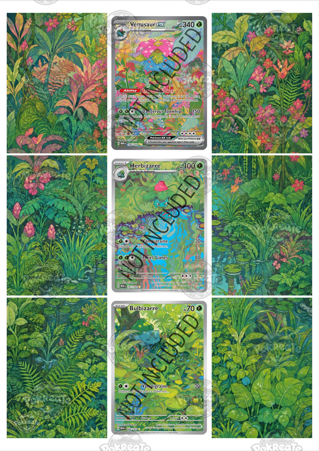 Printable Extended Artwork • Pokémon • Bulbasaur, Ivysaur, Venusaur 151
