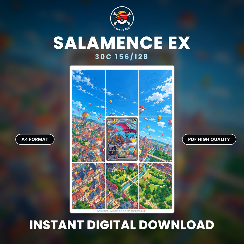 Printable Extended Artwork • Pokémon • Salamence Alt. 156/128 - 30th Anniversary