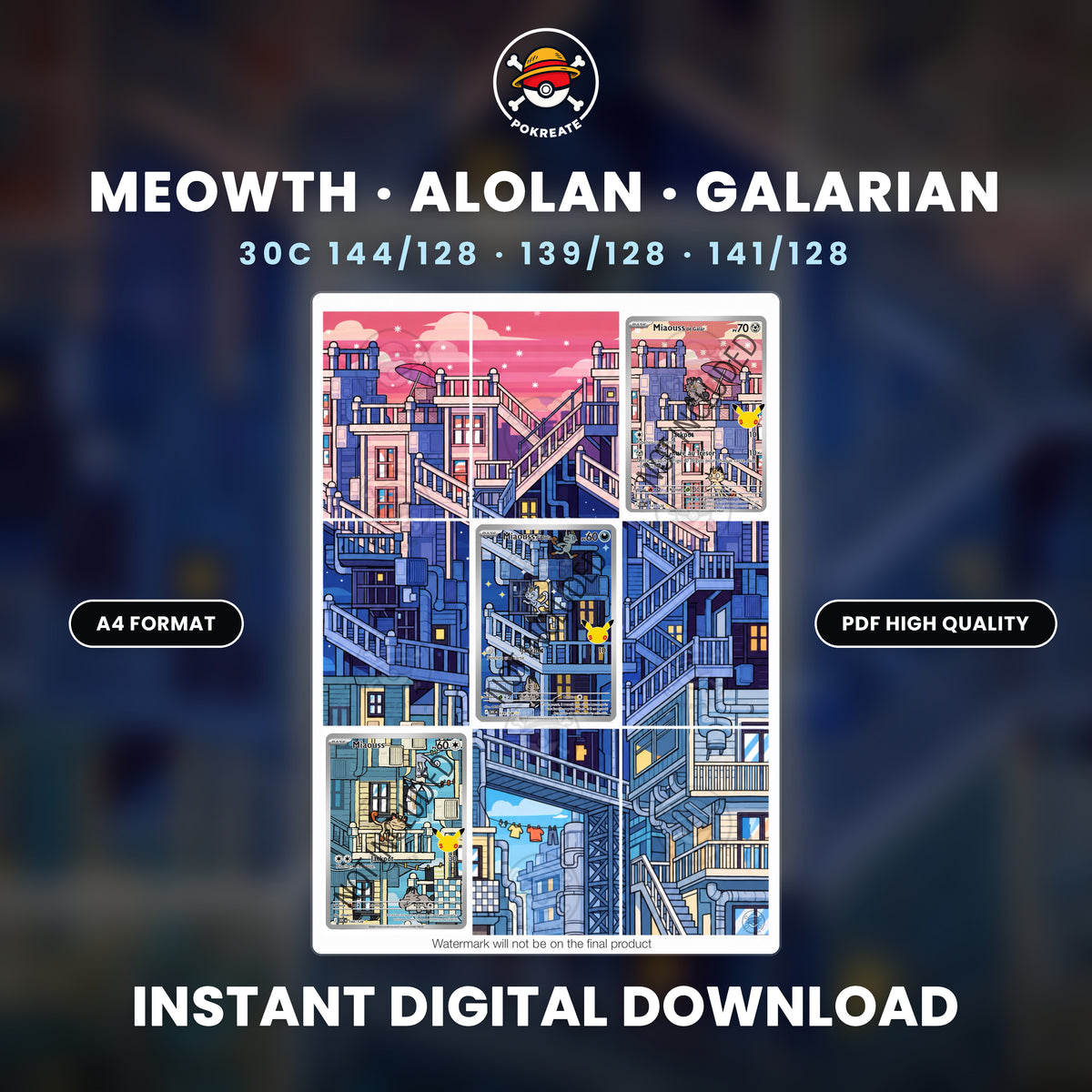 Printable Extended Artwork • Pokémon • Triple Meowth - 30th Anniversary