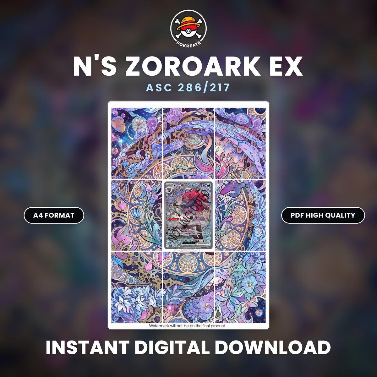 Printable Extended Artwork • Pokémon • N’s Zoroark ex 286/217