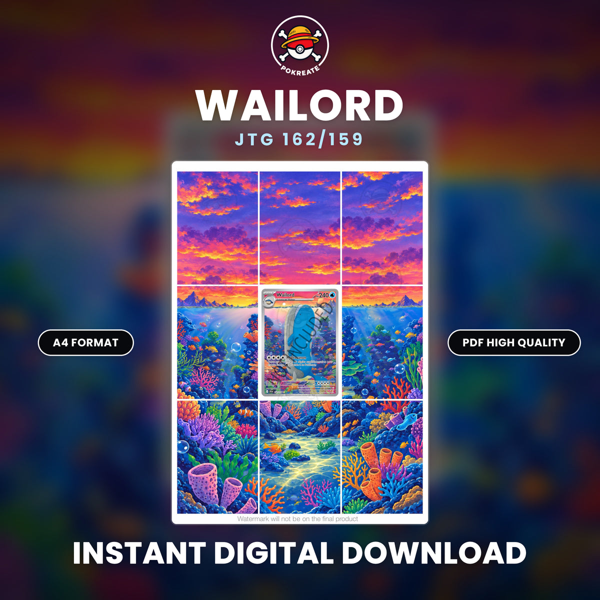 Printable Extended Artwork • Pokémon • Wailord JTG 162/159