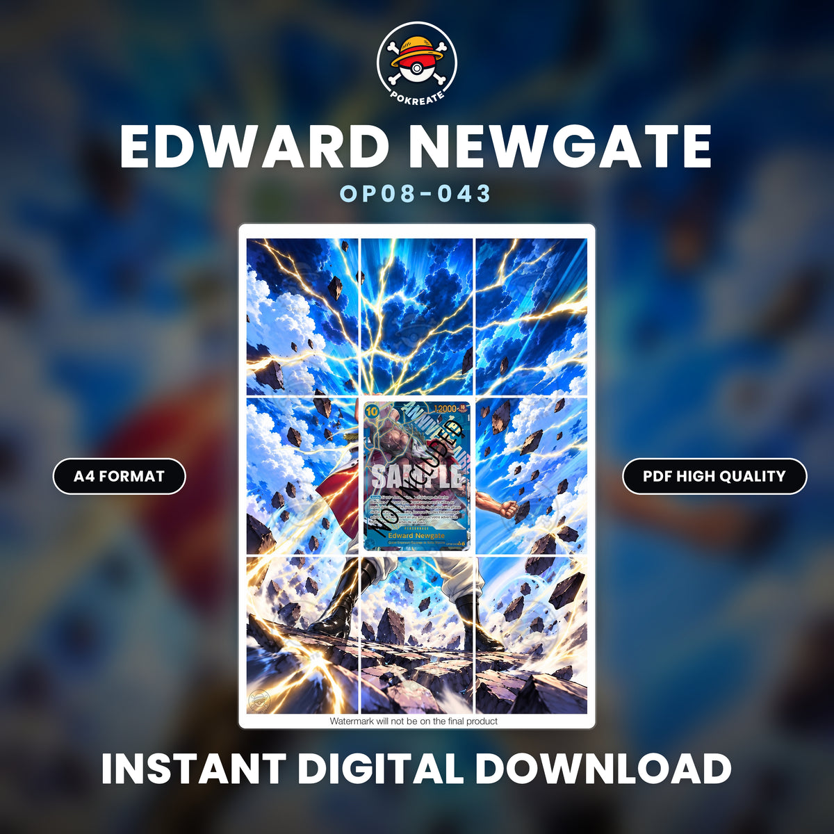 Printable Extended Artwork • One Piece • Edward Newgate 1st anniversary OP08-043