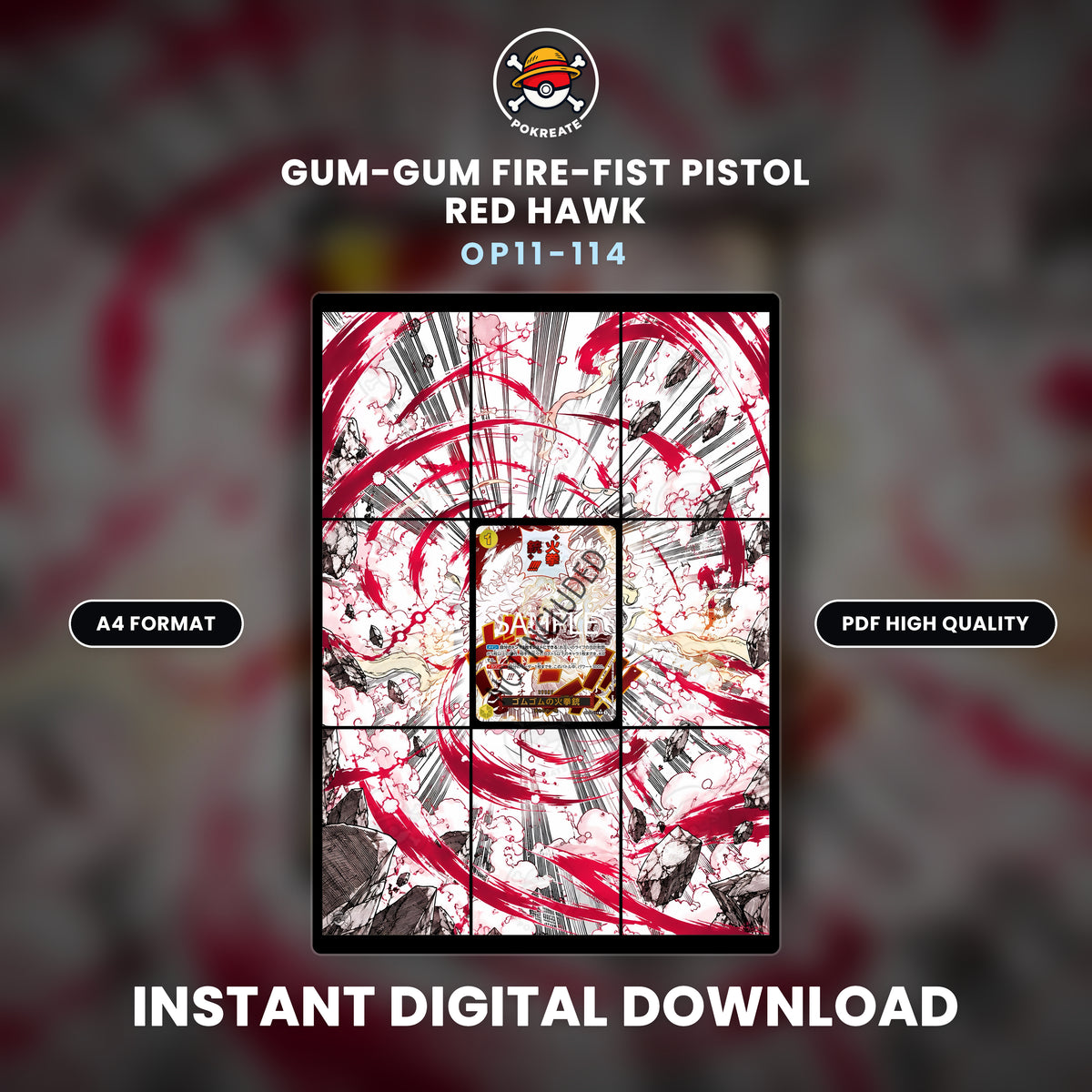 Printable Extended Artwork • One Piece • Gum Gum Red Hawk Event OP11-114