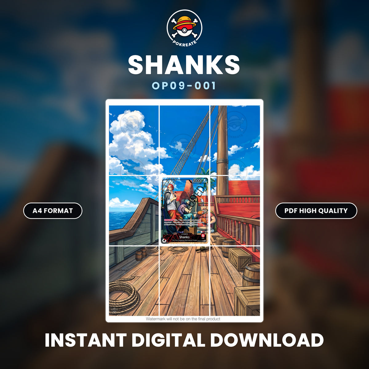 Printable Extended Artwork • One Piece • Shanks Leader OP09-001