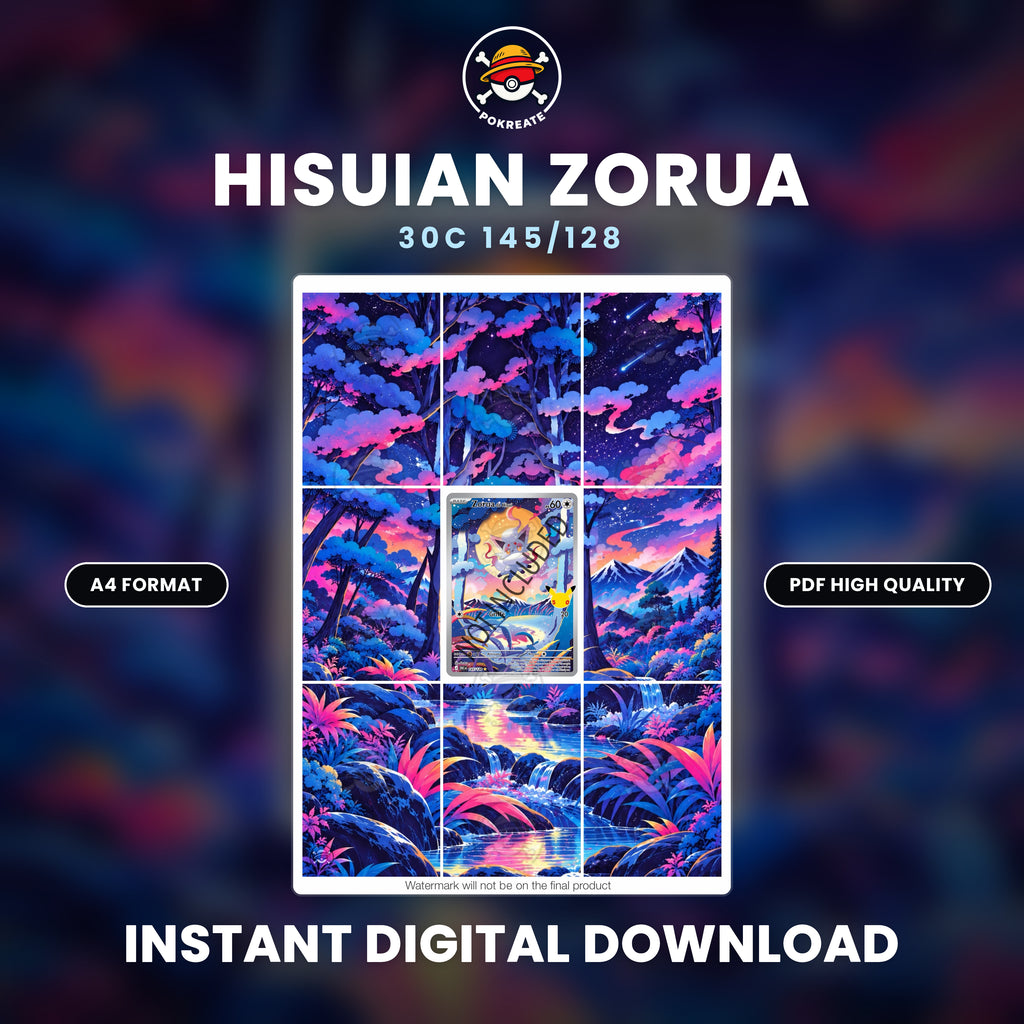 Printable Extended Artwork • Pokémon • Zorua 145/128 - 30th Anniversary