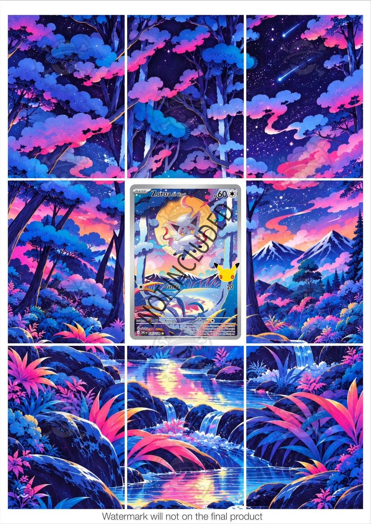 Printable Extended Artwork • Pokémon • Zorua 145/128 - 30th Anniversary