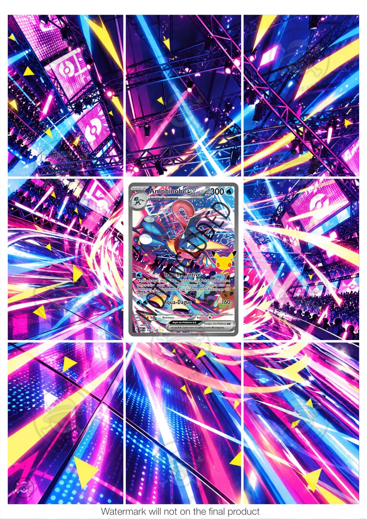 Printable Extended Artwork • Pokémon • Greninja Alt. 148/128 - 30th Anniversary