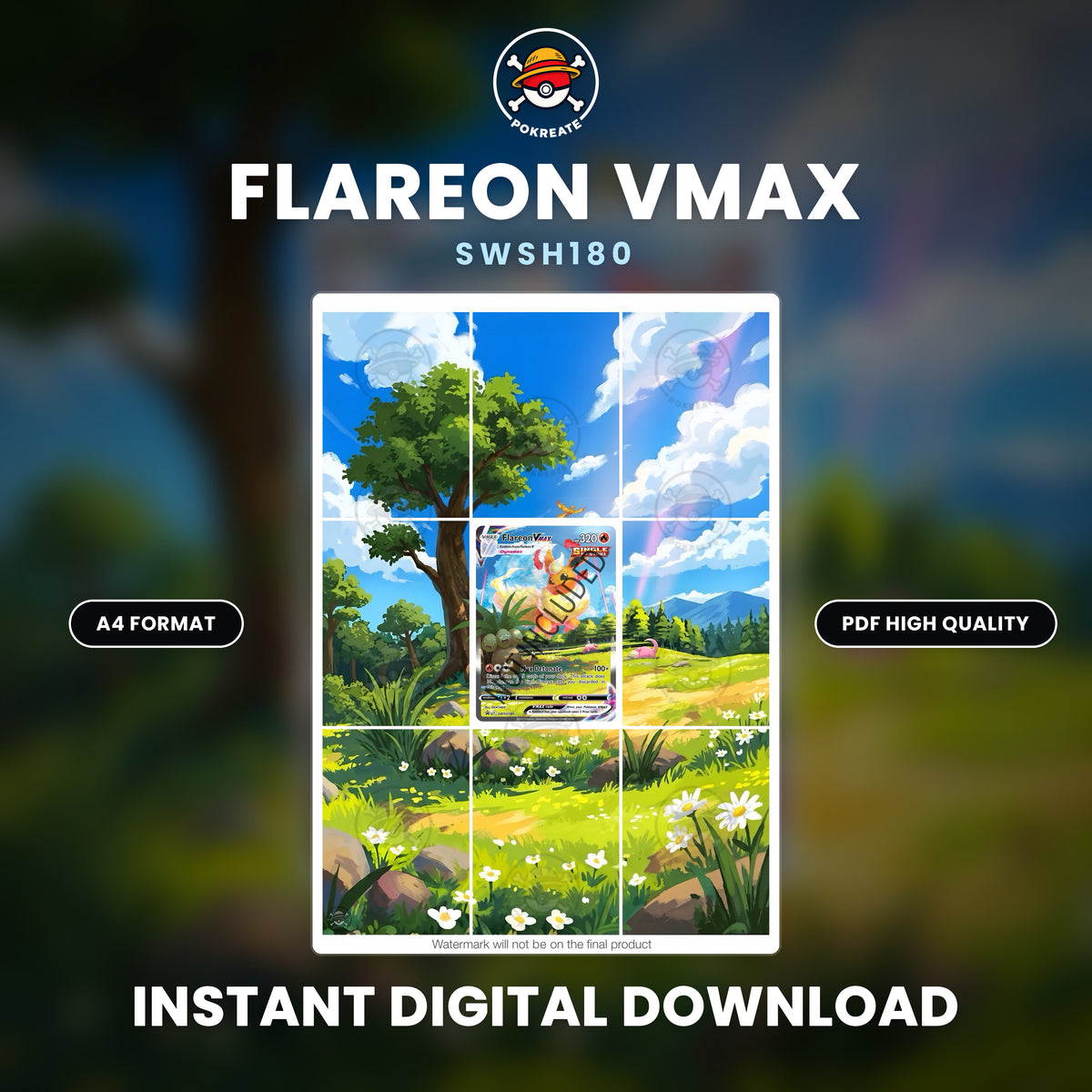 Printable Extended Artwork • Pokémon • Flareon Vmax SWSH180