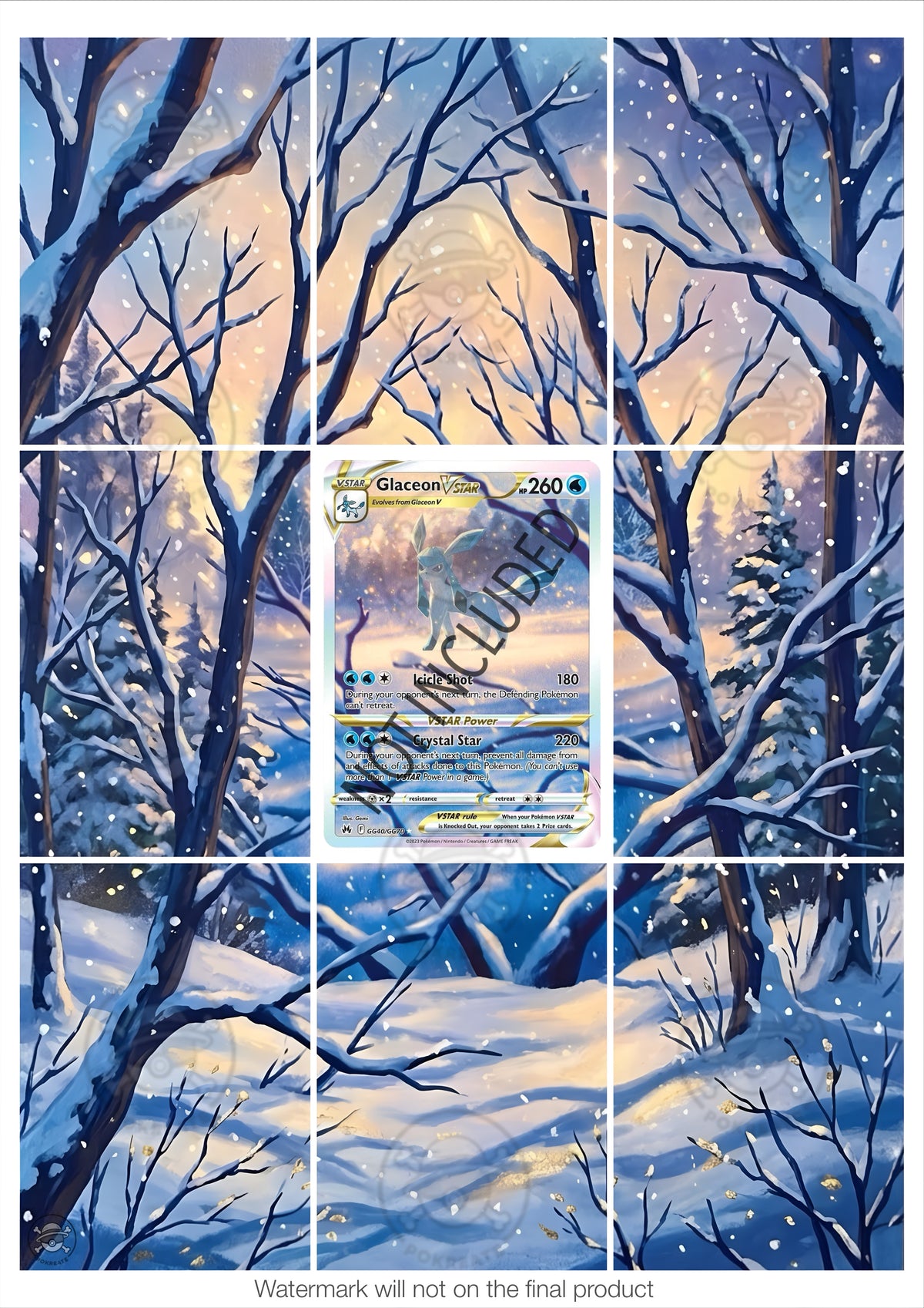 Printable Extended Artwork • Pokémon • Glaceon Vstar GG40/GG70