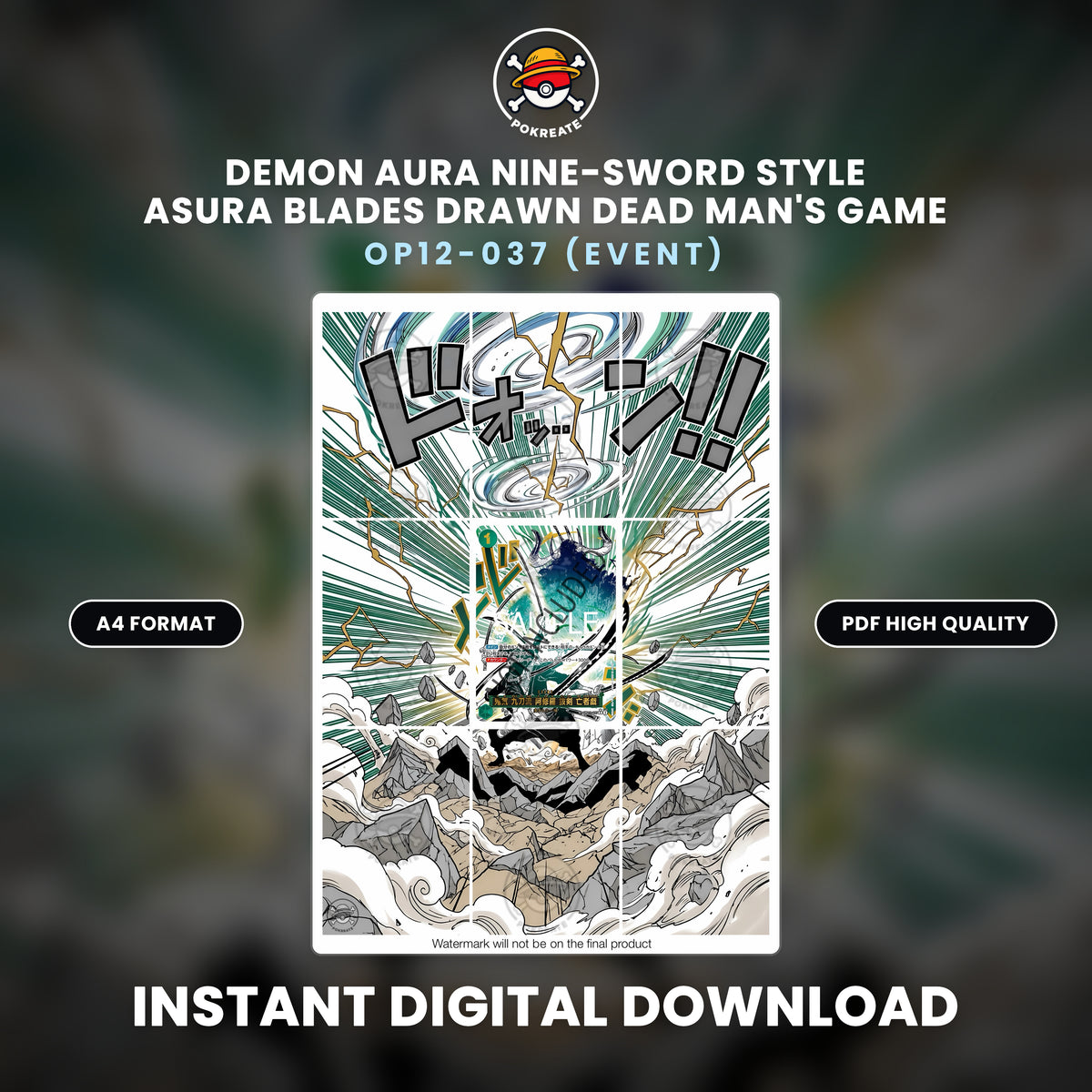 Printable Extended Artwork • One Piece • Zoro Demon Aura Event OP12-037