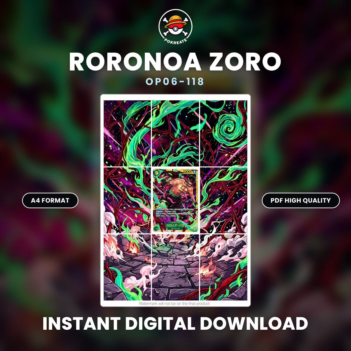 Printable Extended Artwork • One Piece • Zoro OP06-118