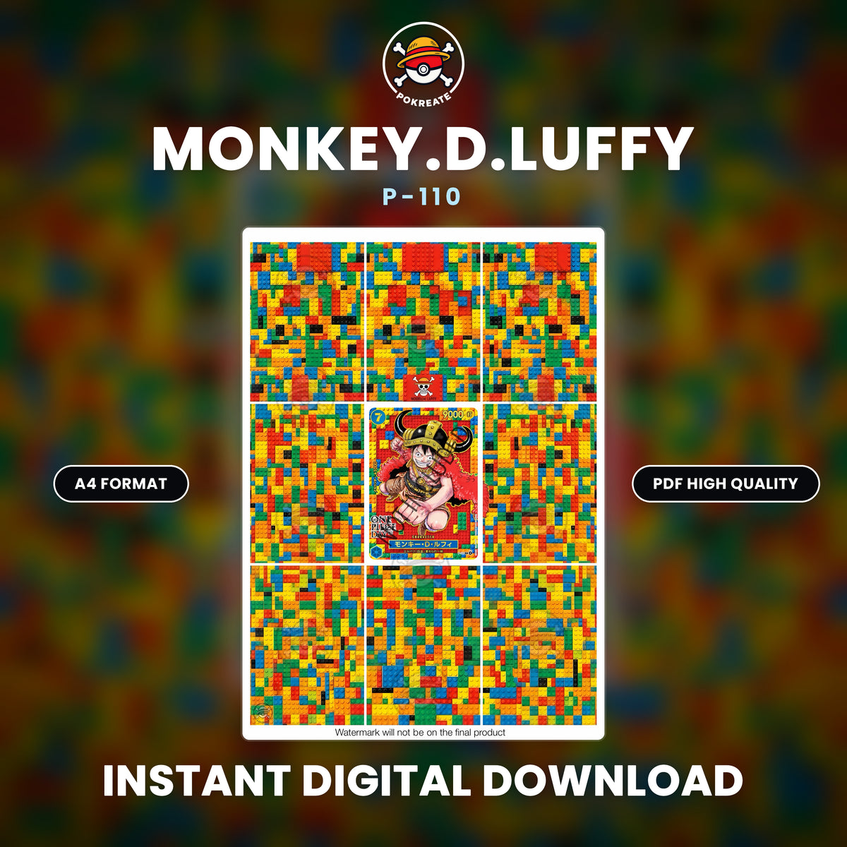 Printable Extended Artwork • One Piece • Luffy Lego P-110