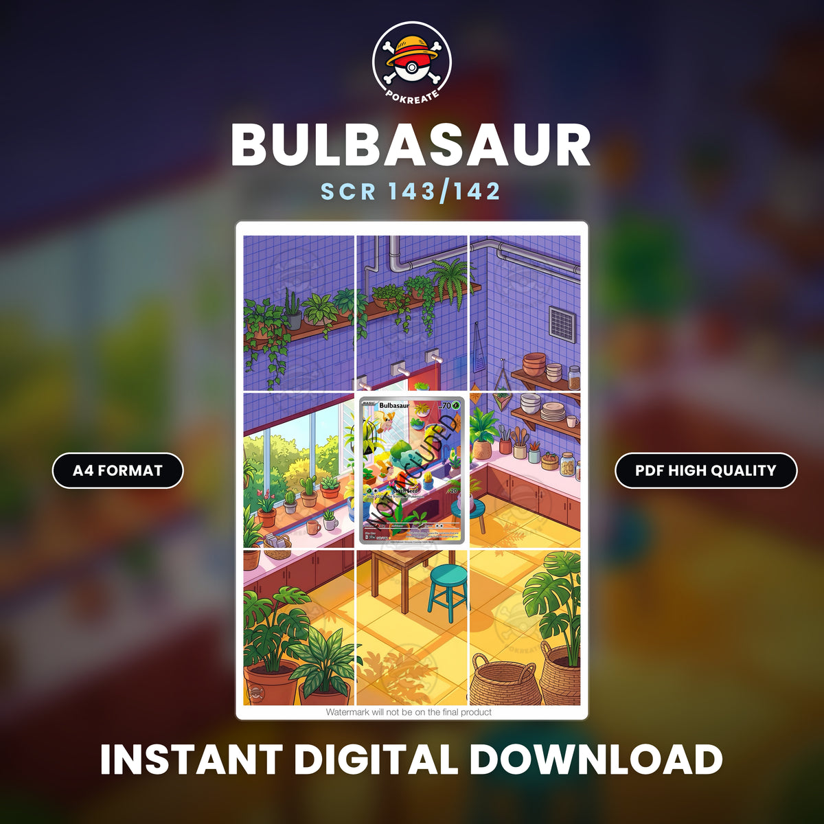 Printable Extended Artwork • Pokémon • Bulbasaur SCR 143/142