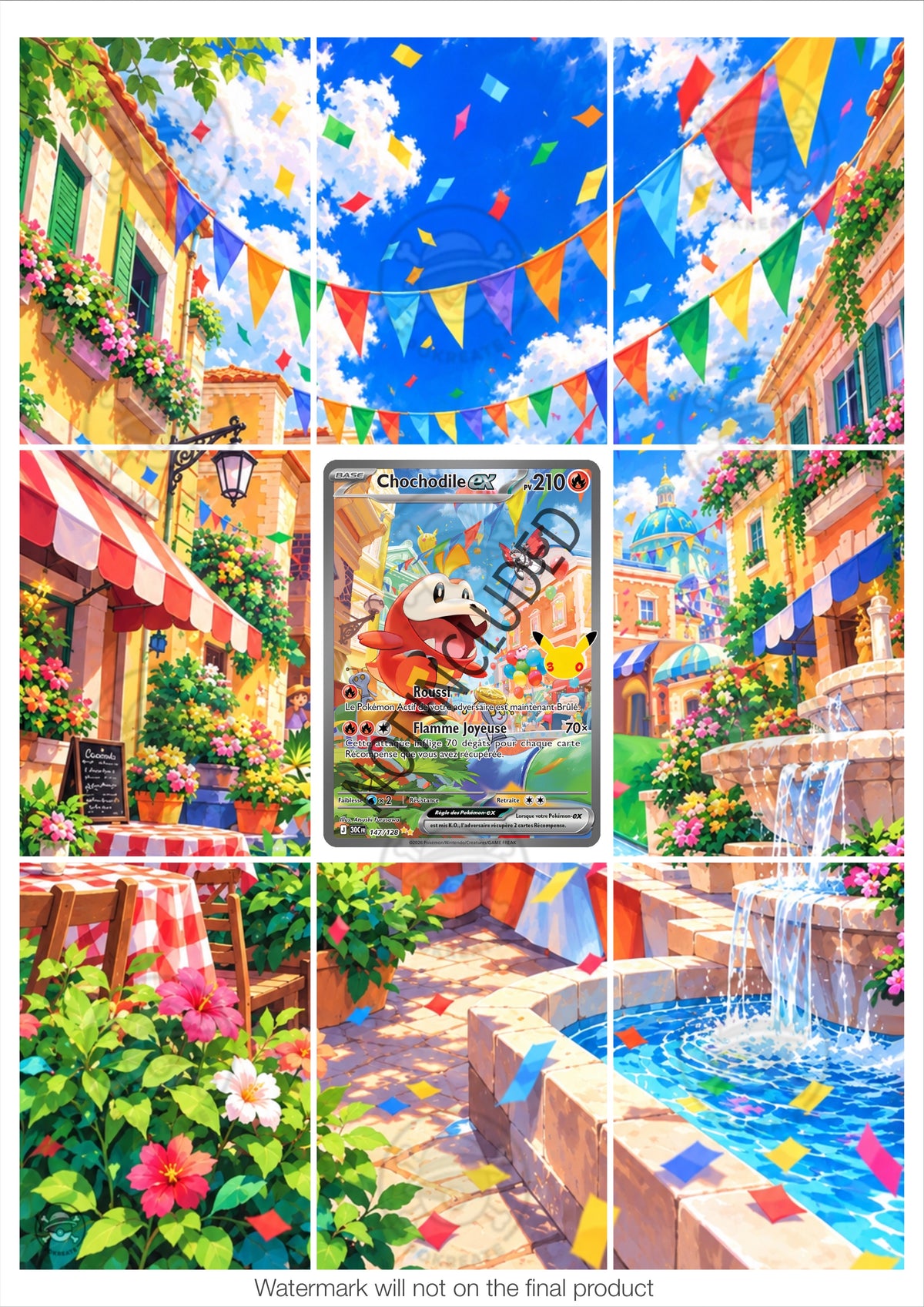 Printable Extended Artwork • Pokémon • Fuecoco Alt. 147/128 - 30th Anniversary