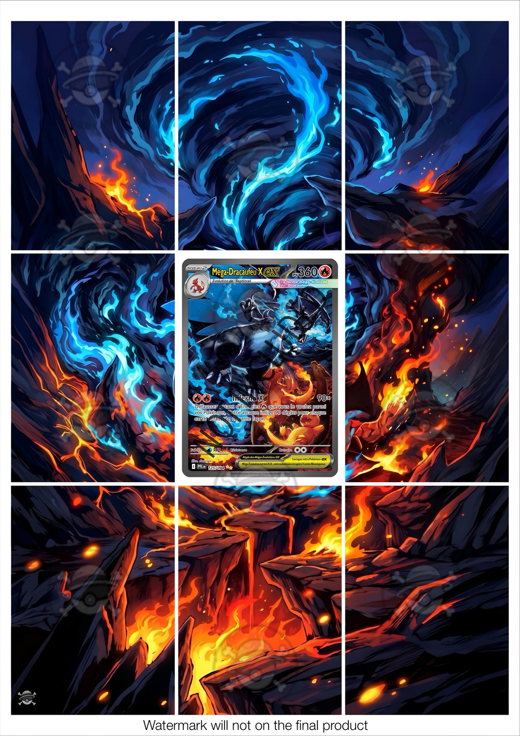 Printable Extended Artwork • Pokémon • Mega Charizard X Ex PFL 125/094